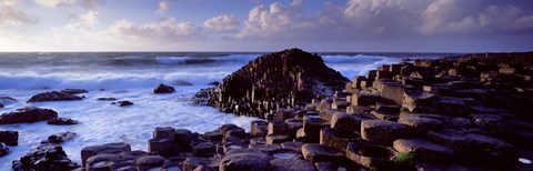 Framed Rock formations on the coast, Giants Causeway, County Antrim, Northern Ireland Print