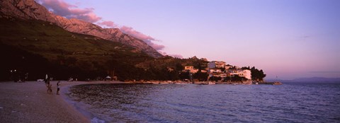 Framed Tourists on the beach, Makarska, Dalmatia, Croatia Print