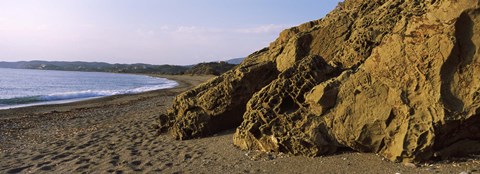 Framed Rock formations on the beach, Chios Island, Greece Print