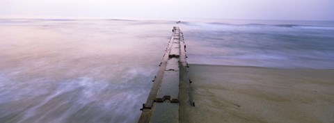 Framed Tide break on the beach at sunrise, Cape Hatteras National Seashore, North Carolina, USA Print