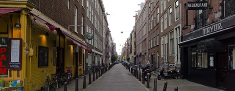 Framed Restaurants in a street, Amsterdam, Netherlands Print