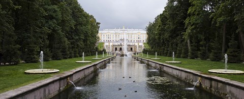 Framed Canal at Grand Cascade at Peterhof Grand Palace, St. Petersburg, Russia Print