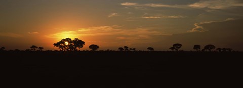 Framed Sunset over the savannah plains, Kruger National Park, South Africa Print