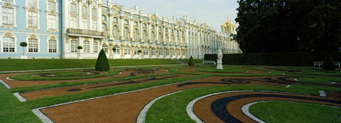 Framed Formal garden in front of the palace, Catherine Palace, Tsarskoye Selo, St. Petersburg, Russia Print