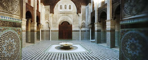 Framed Interiors of a medersa, Medersa Bou Inania, Fez, Morocco Print