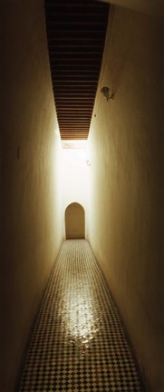 Framed Corridor inside the Bahia Palace, Marrakesh, Morocco Print