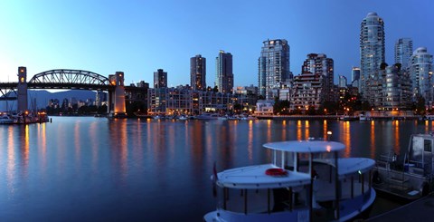 Framed Skyscrapers at the waterfront, Burrard Bridge, False Creek, Vancouver, British Columbia, Canada 2011 Print