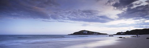 Framed Beach at dusk, Burgh Island, Bigbury-On-Sea, Devon, England Print