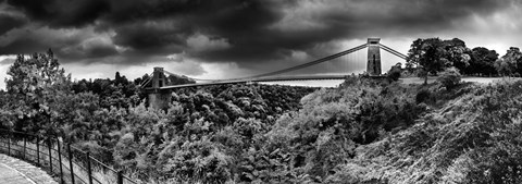 Framed Dark clouds over a suspension bridge, Clifton Suspension Bridge, Bristol, England Print