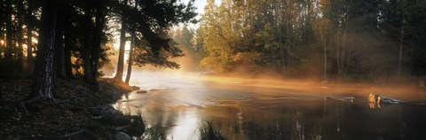 Framed Fog over a river, Dal River, Sweden Print