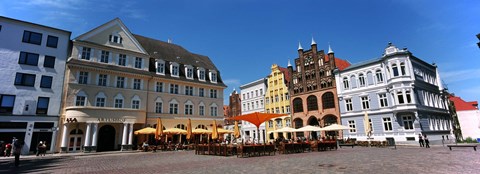Framed Tourists at a sidewalk cafe, Stralsund, Mecklenburg-Vorpommern, Germany Print