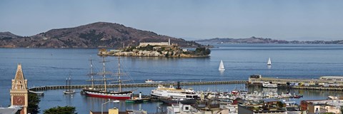 Framed Prison on an island, Alcatraz Island, Aquatic Park Historic District, Fisherman&#39;s Wharf, San Francisco, California, USA Print