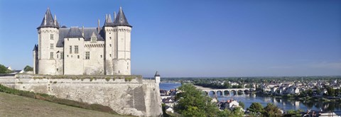 Framed Castle in a town, Chateau de Samur, Saumur, Maine-Et-Loire, Loire Valley, Pays-De-La-Loire, Centre Region, France Print