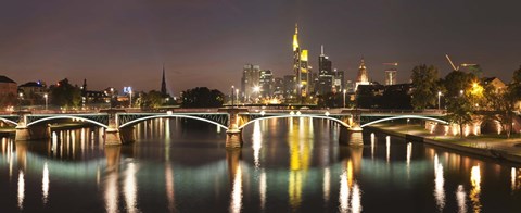 Framed Bridge across a river, Ignatz Bubis Bridge, Main River, Frankfurt, Hesse, Germany Print