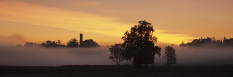 Framed Early morning fog near Seeg, Ostallgau, Bavaria, Germany Print