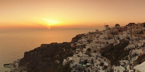 Framed Village on a cliff, Oia, Santorini, Cyclades Islands, Greece Print