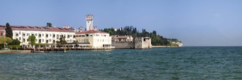 Framed Castle at the lakeside, Scaliger Castle, Lake Garda, Sirmione, Lombardy, Italy Print