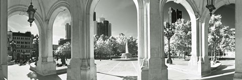 Framed Opera overlooking the financial district, Frankfurt, Hesse, Germany Print