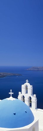 Framed High angle view of a church, Firostefani, Santorini, Cyclades Islands, Greece Print