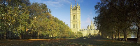 Framed Victoria Tower at a government building, Houses of Parliament, London, England Print