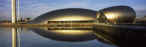 Framed Reflection of the Glasgow Science Centre in River Clyde, Glasgow, Scotland Print