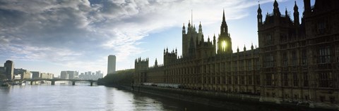 Framed Houses of Parliament at the waterfront, Thames River, London, England Print