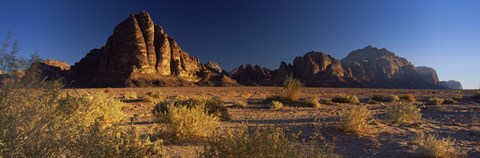 Framed Rock formations on a landscape, Seven Pillars of Wisdom, Wadi Rum, Jordan Print