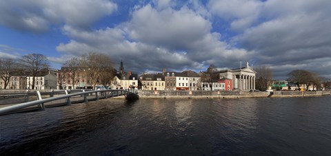 Framed Millenium Foot Bridge Over the River Lee,St Annes Church Behind, And St Mary&#39;s Church (right),Cork City, Ireland Print