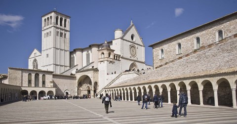 Framed Tourists at a church, Basilica of San Francesco D&#39;Assisi, Assisi, Perugia Province, Umbria, Italy Print