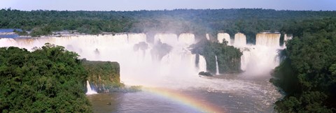 Framed Aerial view of the Iguacu Falls, Brazil Print