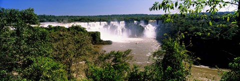 Framed Floodwaters cascading into the river at Iguacu Falls, Brazil Print