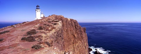Framed Lighthouse at a coast, Anacapa Island Lighthouse, Anacapa Island, California, USA Print