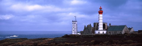 Framed Lighthouse on the coast, Saint Mathieu Lighthouse, Finistere, Brittany, France Print