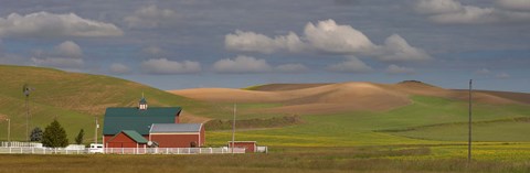 Framed Barn and fields, Palouse, Colfax, Washington State, USA Print