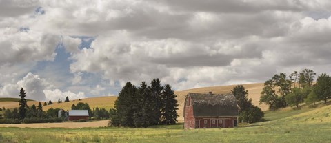 Framed Old barn under cloudy sky, Palouse, Washington State, USA Print