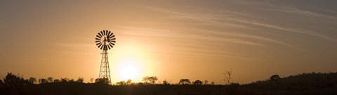 Framed Windmill at sunrise Print