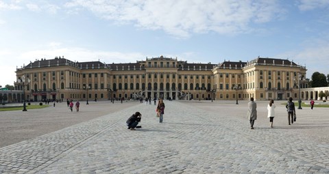 Framed Tourists at a palace, Schonbrunn Palace, Vienna, Austria Print