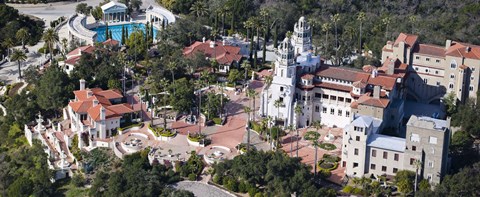 Framed Aerial view of a castle on a hill, Hearst Castle, San Simeon, San Luis Obispo County, California, USA Print
