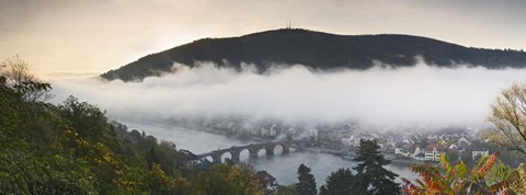 Framed City viewed from Philosopher&#39;s Way at morning, Heidelberg, Baden-Wurttemberg, Germany Print