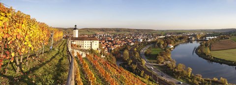 Framed Vineyards around a castle, Horneck Castle, Gundelsheim, Baden-Wurttemberg, Germany Print