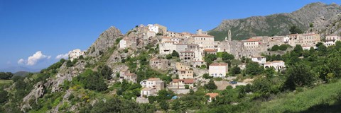 Framed Buildings in a town, Speloncato, Balagne, Haute-Corse, Corsica, France Print