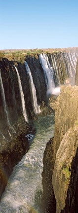 Framed Water falling through rocks in a river, Victoria Falls, Zimbabwe Print