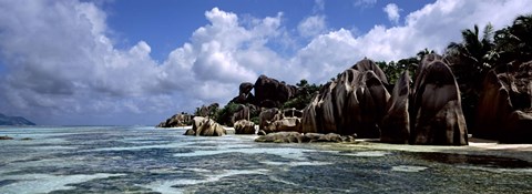 Framed Rock formations at the coast, Anse Source d&#39;Argent, La Digue Island, Seychelles Print