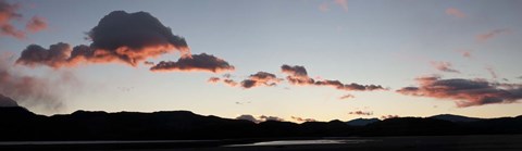 Framed Clouds over mountains at sunrise, Lago Grey, Torres Del Paine National Park, Chile Print