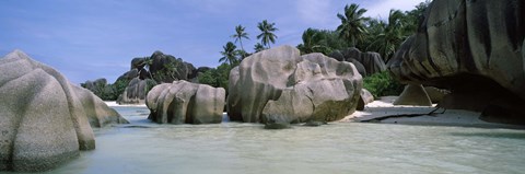 Framed Granite rocks at the coast, Anse Source d&#39;Argent, La Digue Island, Seychelles Print