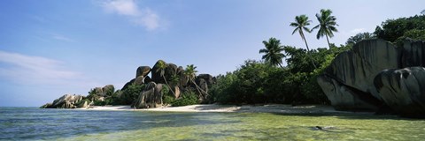 Framed Rock formations on the coast, Anse Source d&#39;Argent, La Digue Island, Seychelles Print