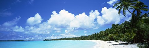 Framed Clouds over an island, Akaiami, Aitutaki, Cook Islands Print