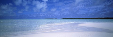 Framed Motus and Lagoon viewed from a sandbar, Aitutaki, Cook Islands Print