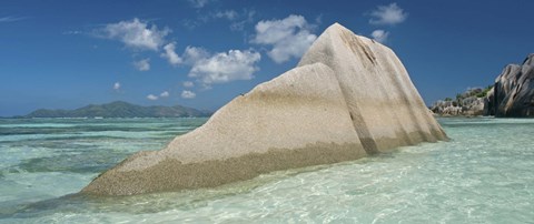 Framed Boulders on the beach, Anse Source d&#39;Argent, La Digue Island, Seychelles Print