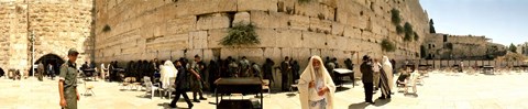 Framed People praying in front of the Wailing Wall, Jerusalem, Israel Print